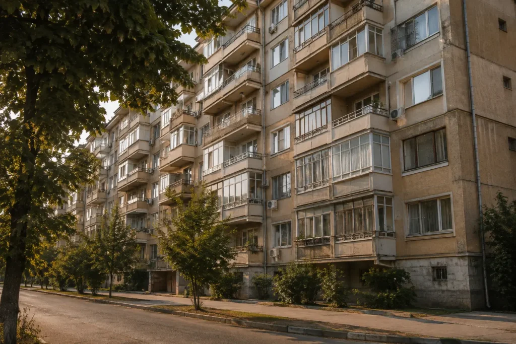 Bloque de viviendas visto desde la acera